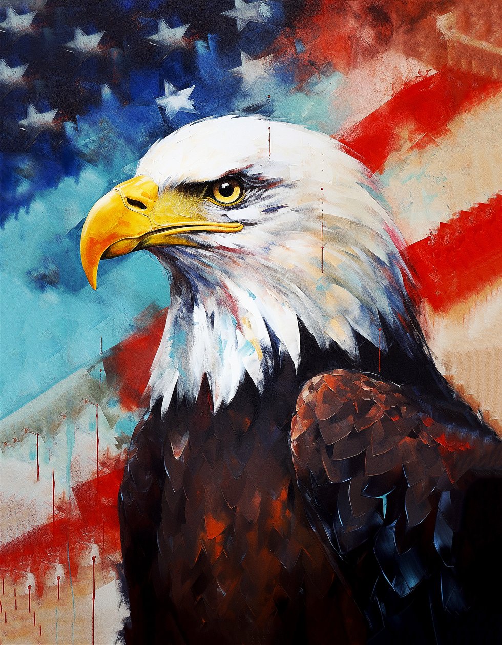 Amerikaanse adelaar, Amerikaanse vlag op de achtergrond door F. Abderrahim