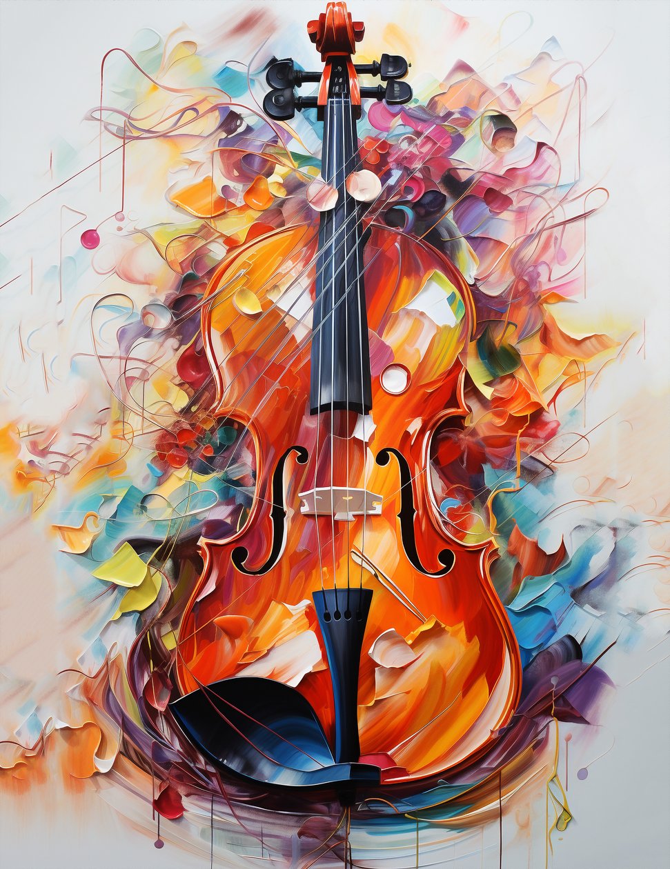 Mooie viool schilderij te koop door F. Abderrahim