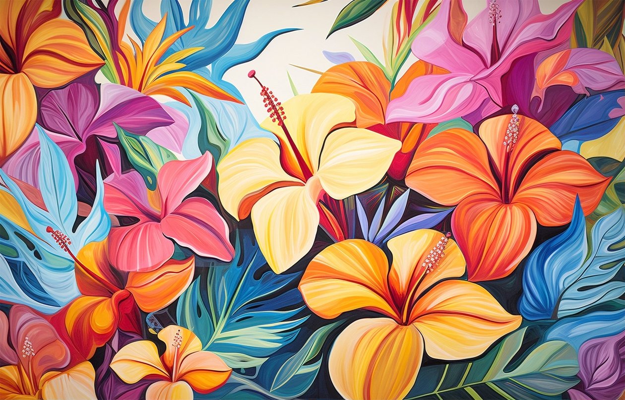 Boeket felgekleurde hibiscusbloemen door F. Abderrahim