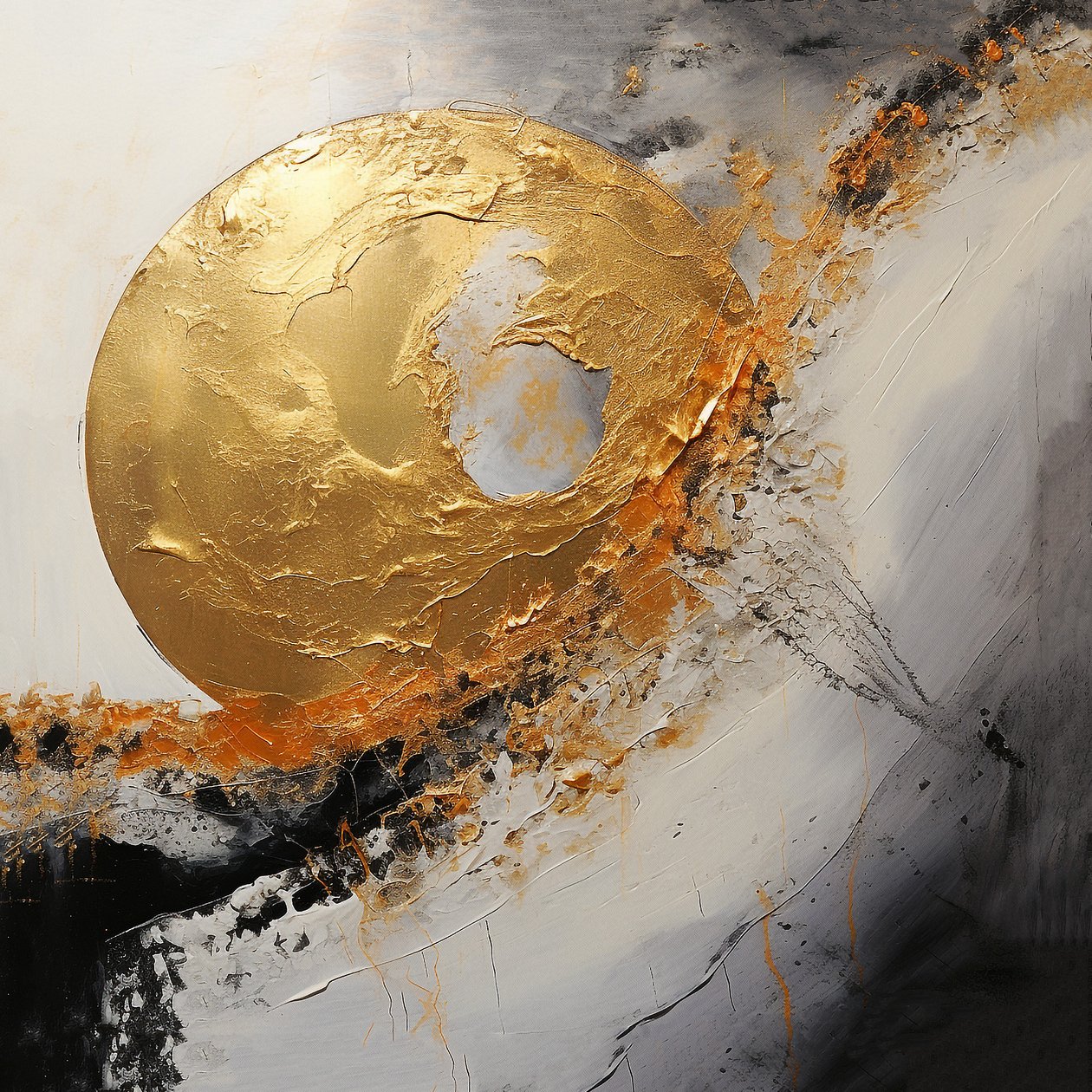 Zilver & gouden kunst schilderij, digitale fijne kunstafdrukken door F. Abderrahim