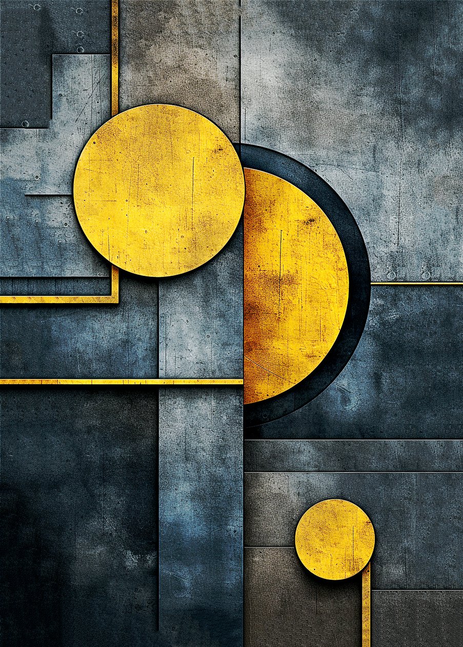 Kakofonie van abstracte geometrische vormen, muurkunst print door F. Abderrahim
