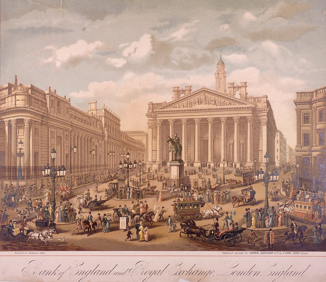 Bank of England en Royal Exchange, Londen door F Appel