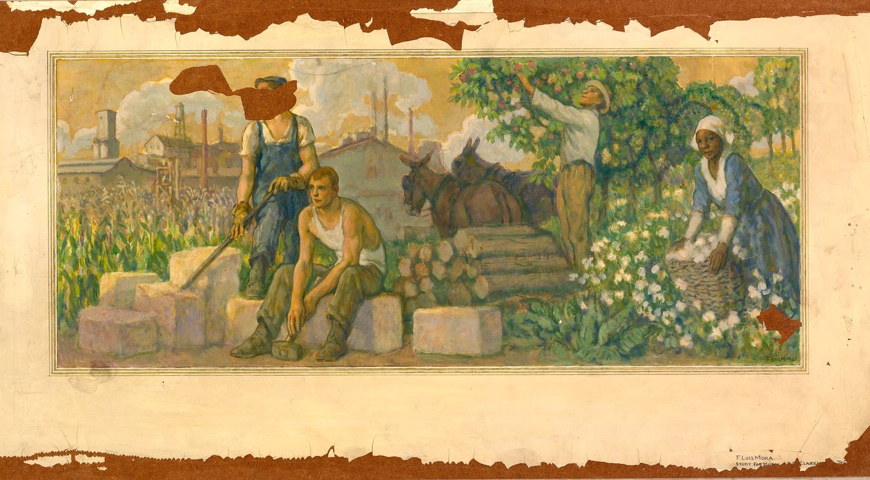 Overvloed van vandaag (studie muurschildering, postkantoor Clarksville, Tennessee) door F. Luis Mora