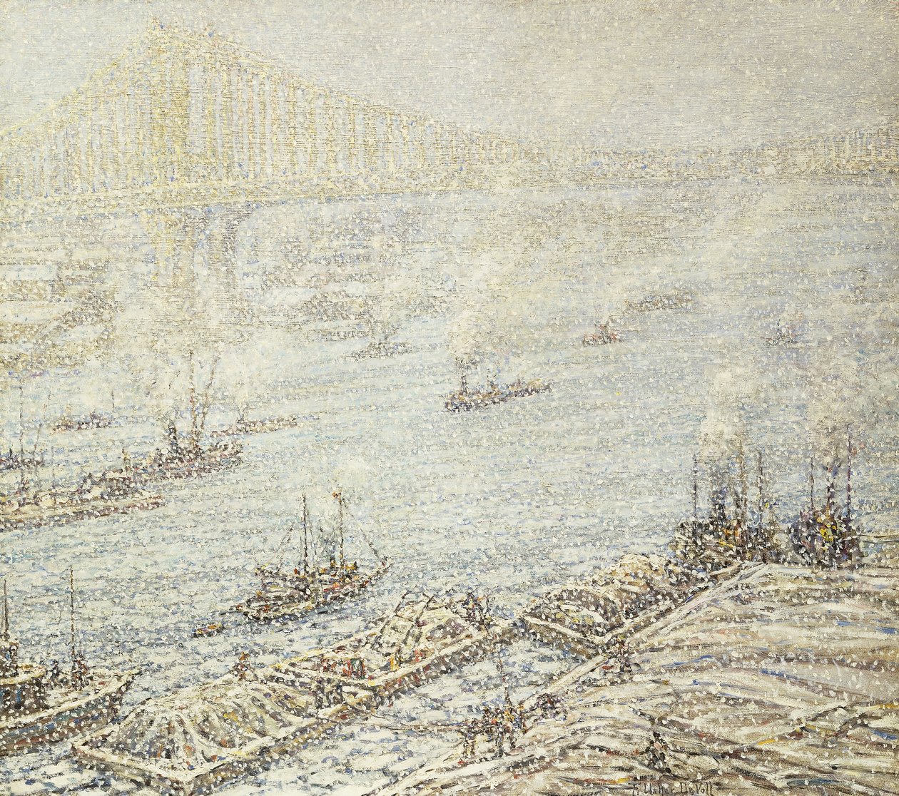 East River, New York, winter, ca. 1915 door F. Usher de Voll