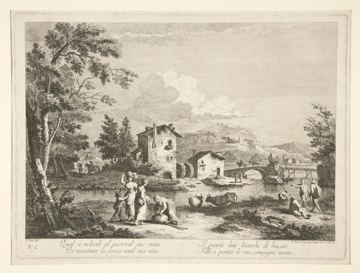 Landschap met ruïnes, uit een serie van 4 door Fabio Berardi