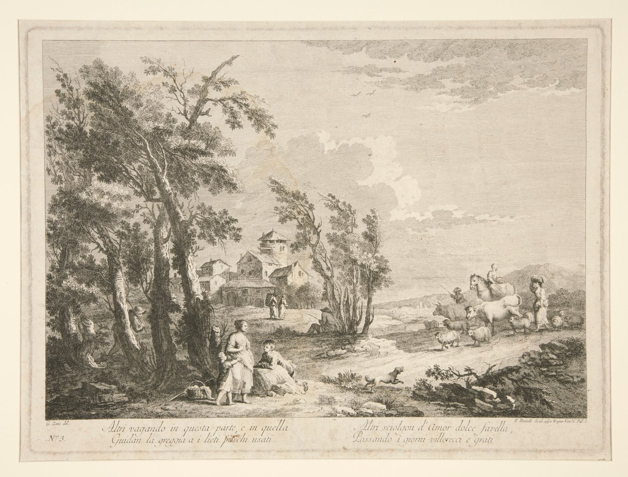 Landschap met Ruïnes, uit een serie van 4 door Fabio Berardi