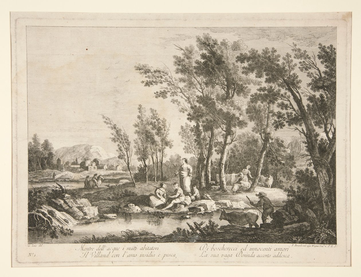 Landschap met Ruïnes, uit een serie van 4 door Fabio Berardi