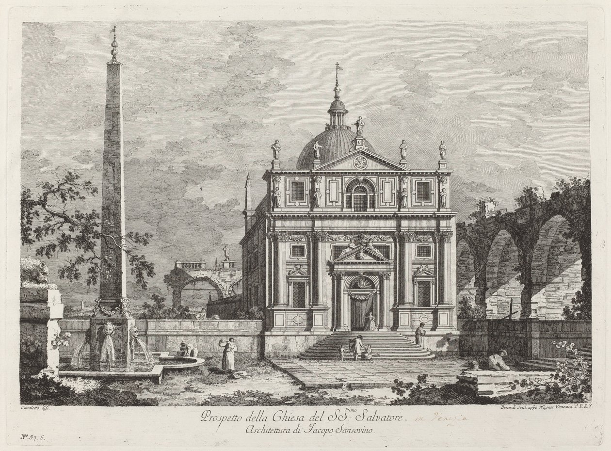 Aanblik van de Kerk van de Heilige Verlosser door Fabio Berardi after Canaletto
