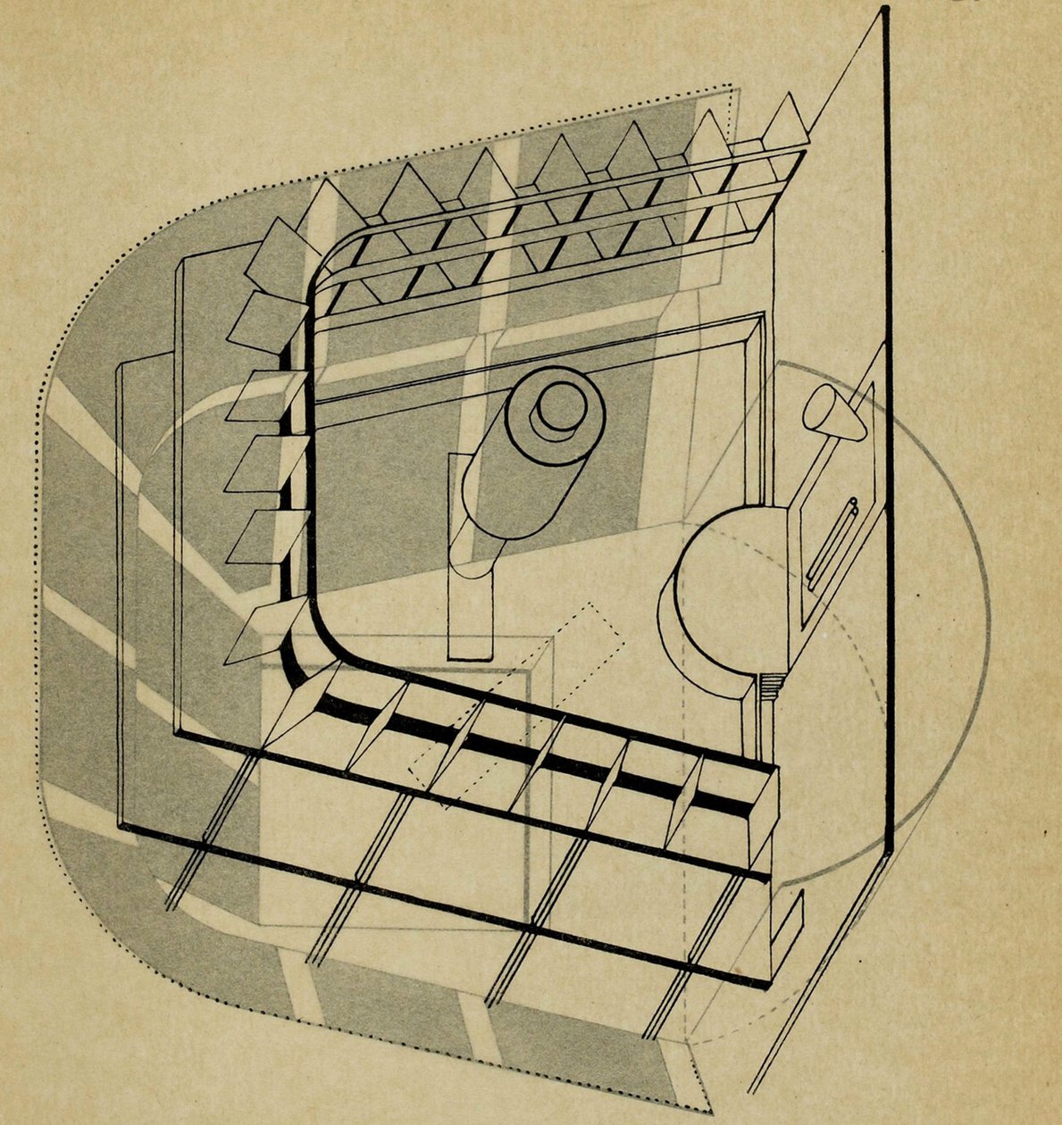 U-Theater. Van Het podium bij het Bauhaus Die Bühne im Bauhaus, 1925 door Farkas Molnar