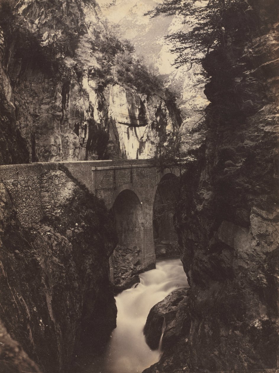 Weg naar Eaux-Chaudes, Pyreneeën (recto) door Farnham Maxwell Lyte