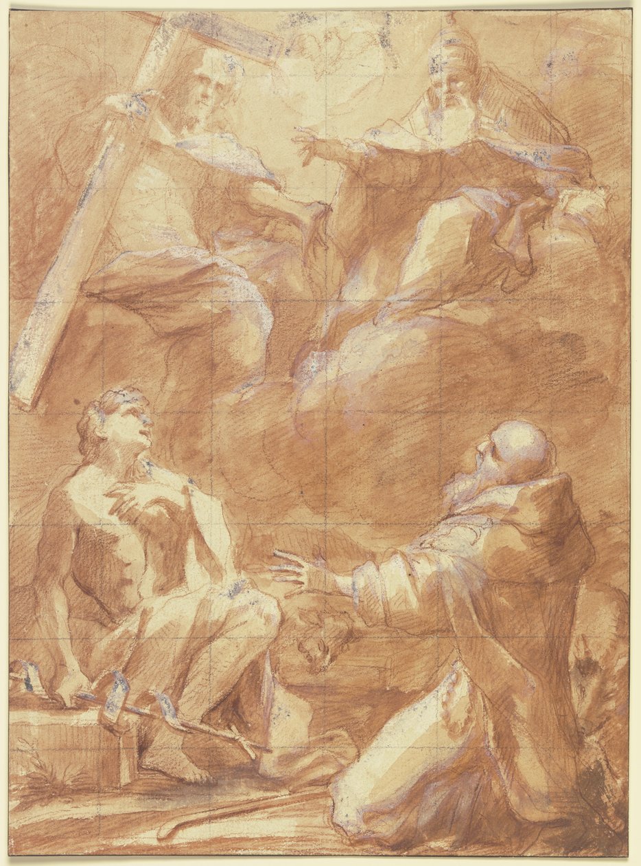 Johannes der Täufer und der Heilige Antonius erblicken Gottvater door Federico Barocci