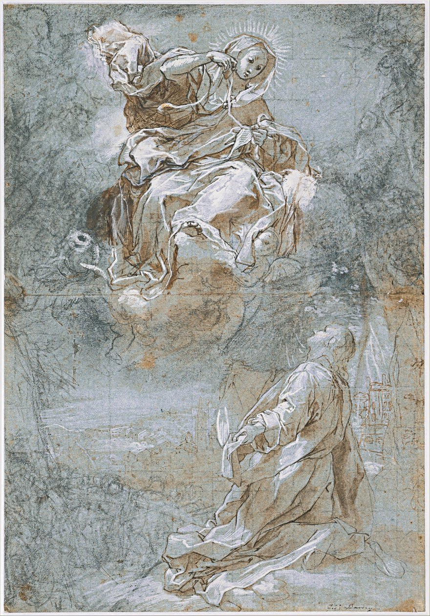 Het wonder van de heilige gordel (recto), ca. 1600-1610 door Federico Barocci