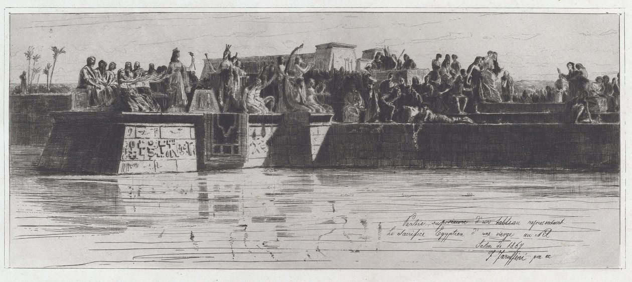 Bovenste Deel van een Schilderij dat het Egyptische Offer van een Maagd aan de Nijl Voorstelt door Federico Faruffini