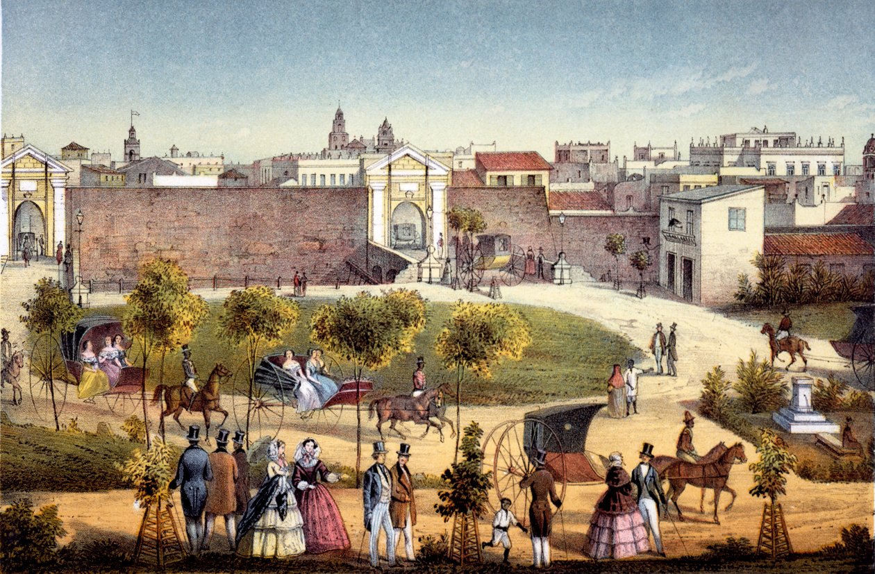 De poorten van Monseratte, Havana, Cuba, 1840 door Federico Mialhe