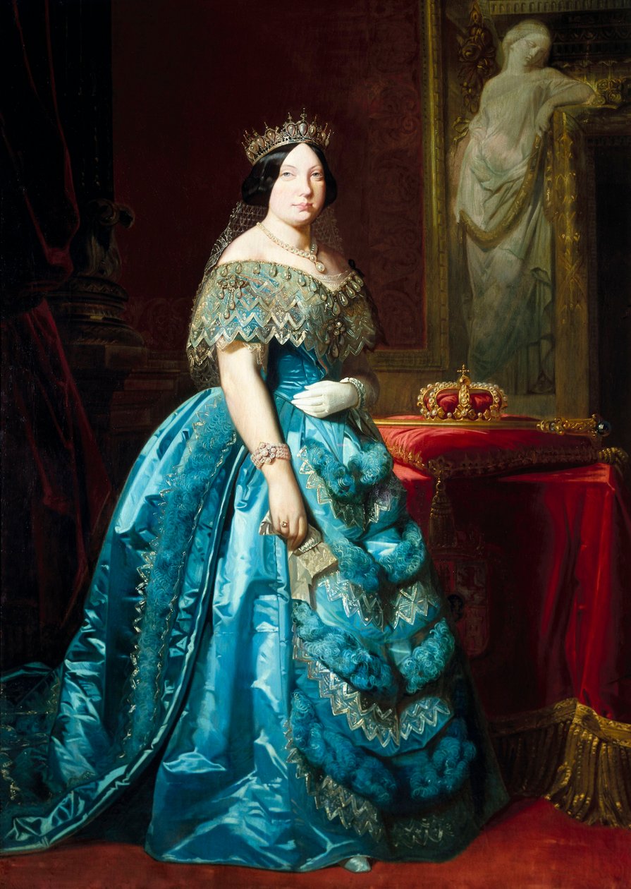 Portret van Isabella II Koningin van Spanje (Isabella van Bourbon of Isabel de Borbon) door Federico de Madrazo y Kuntz