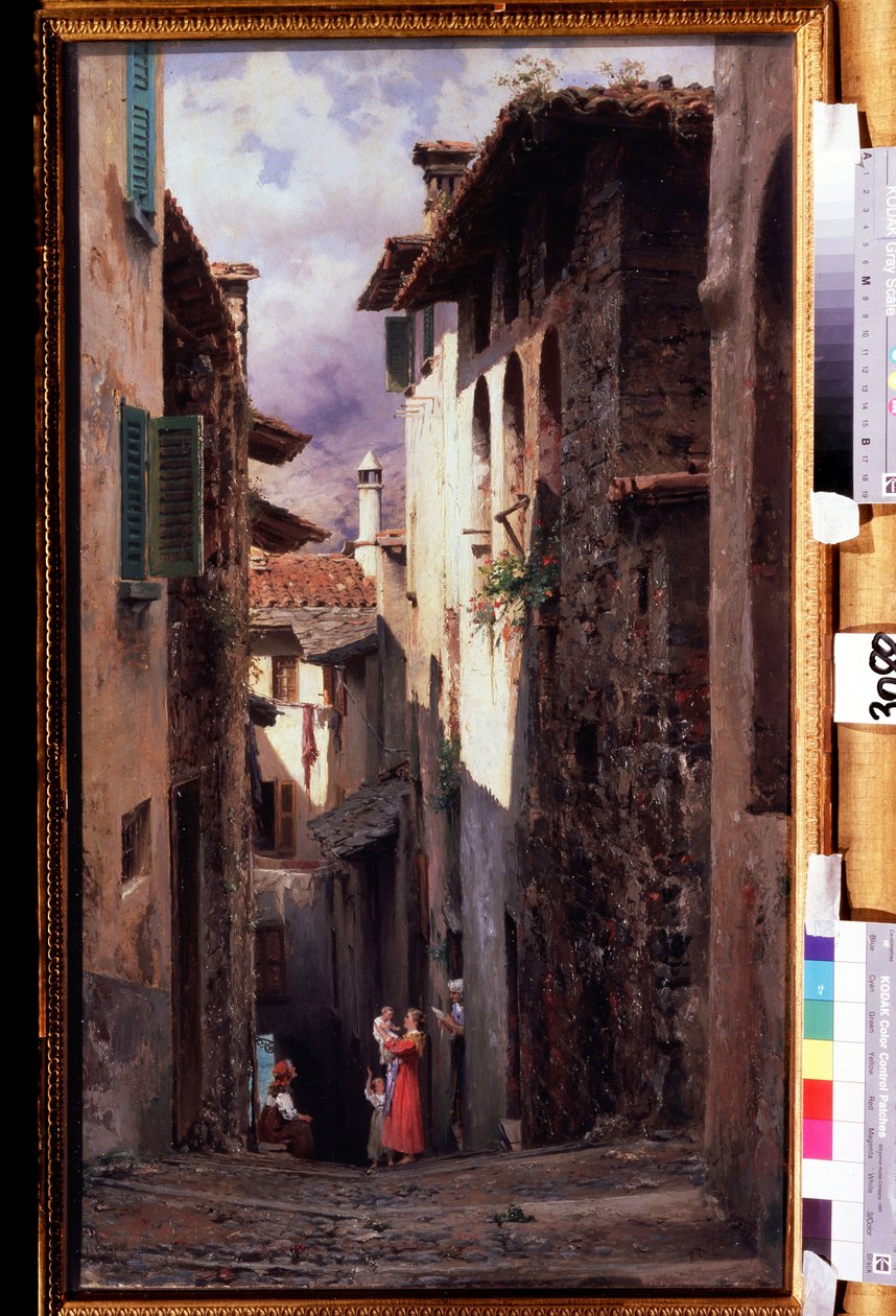 Straatscène in Bellagio, Italië door Fedor Andreevich Bronnikov