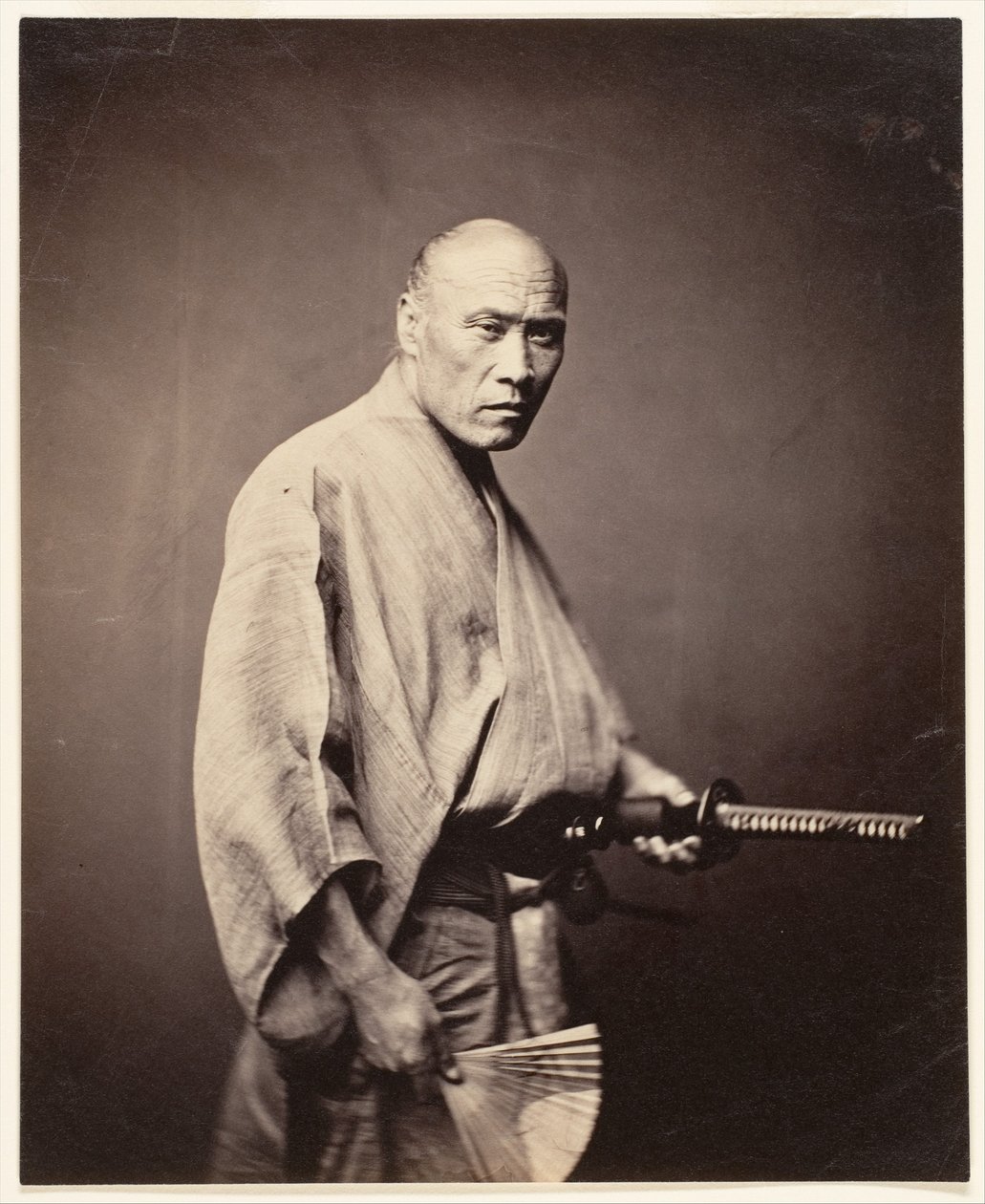 Samurai, Yokohama (1864-65) door Felice (1825 c.1908) Beato