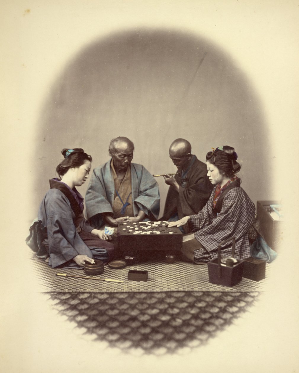 Japanners die go spelen door Felice Beato