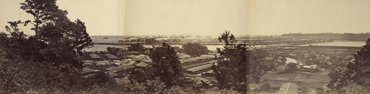 Panorama, Yokohama vanaf Governors Hill door Felice Beato