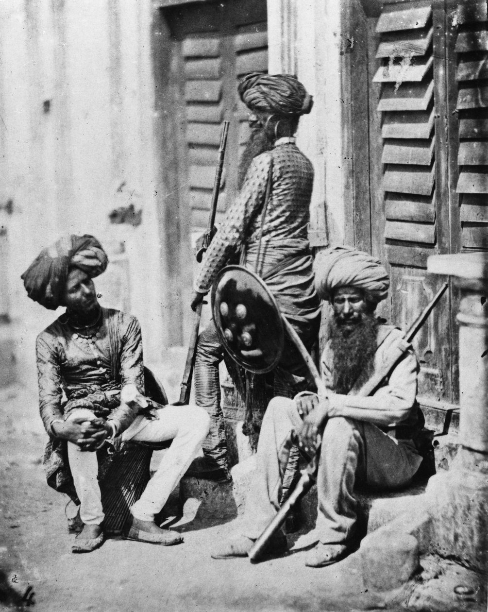 Sikh-officieren tijdens de Indiase opstand, 1858 door Felice Beato
