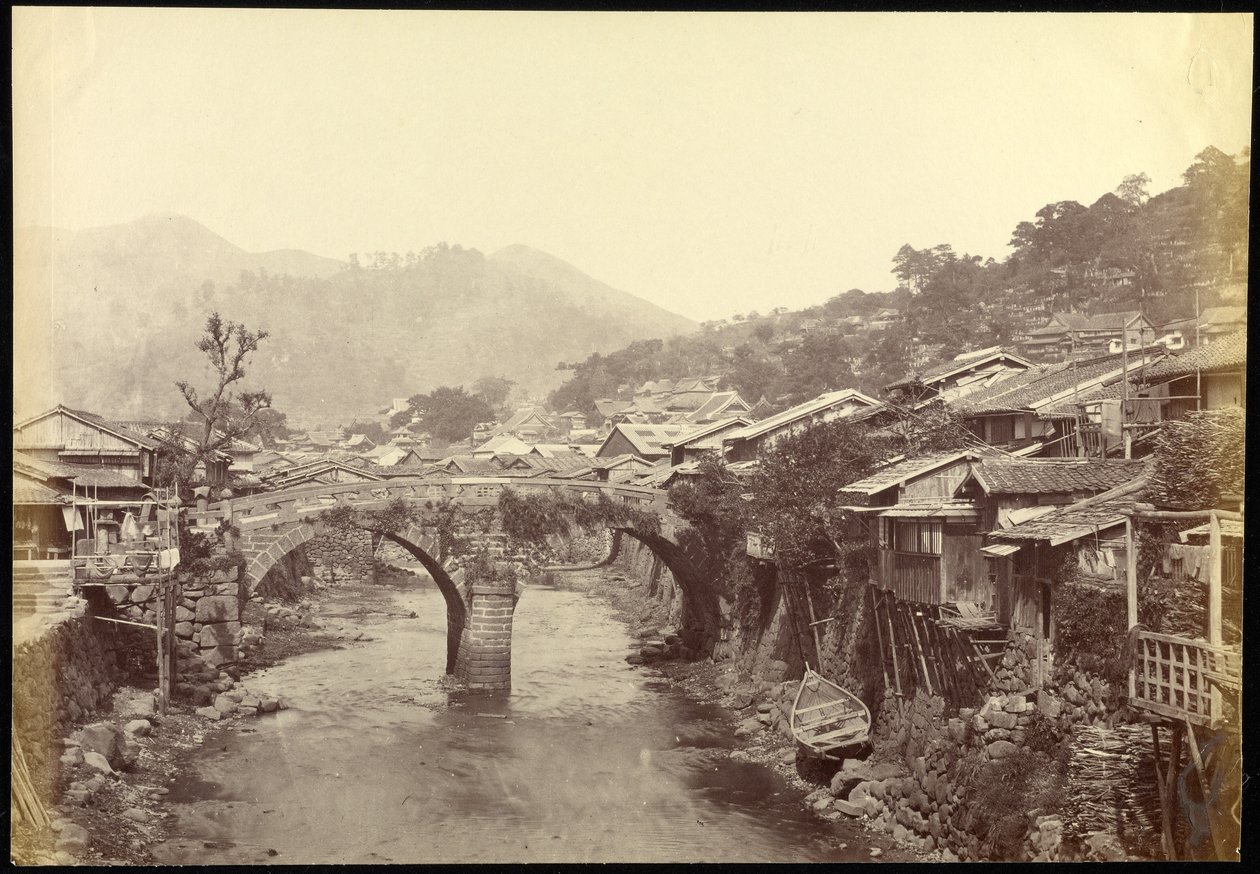 Stenen brug bij Nagasaki door Felice Beato