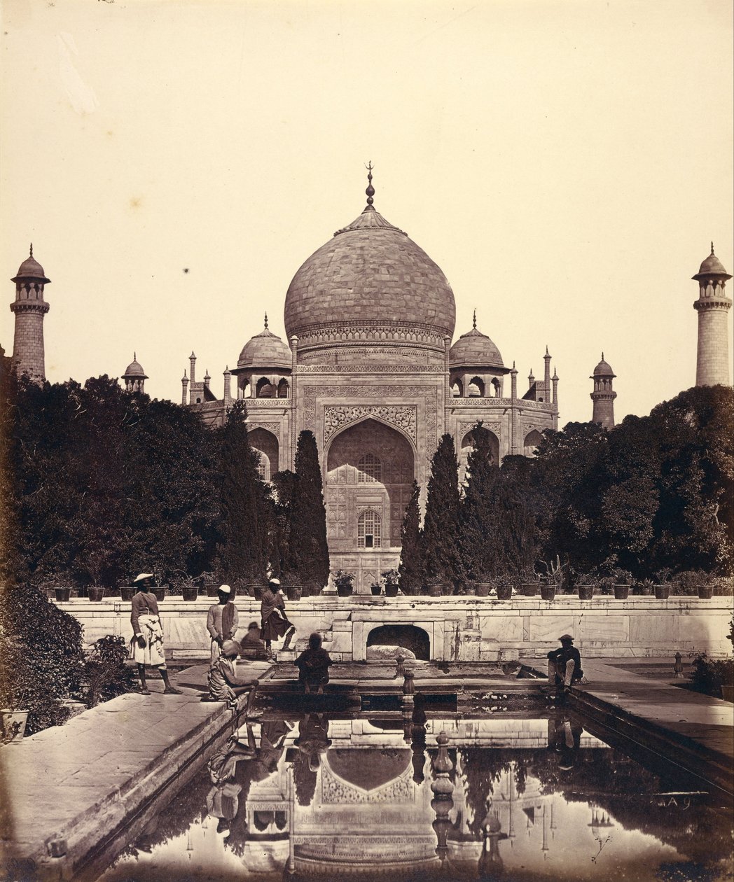 De Taj Mahal met de Fonteinen door Felice Beato