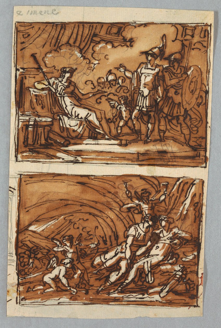 Aeneas en Achates voor Dido; de Liefde van Aeneas en Dido door Felice Giani