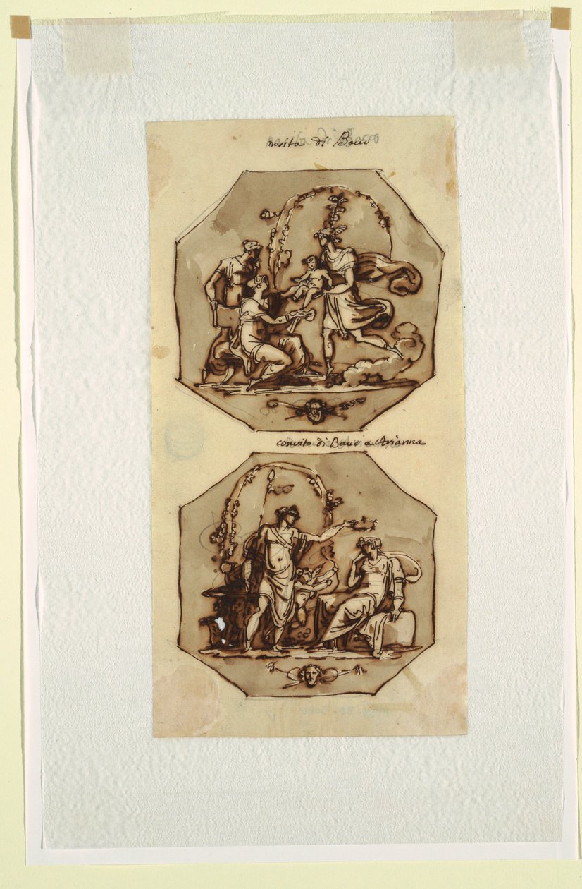 Geboorte van Bacchus; Banket van Bacchus en Ariadne door Felice Giani