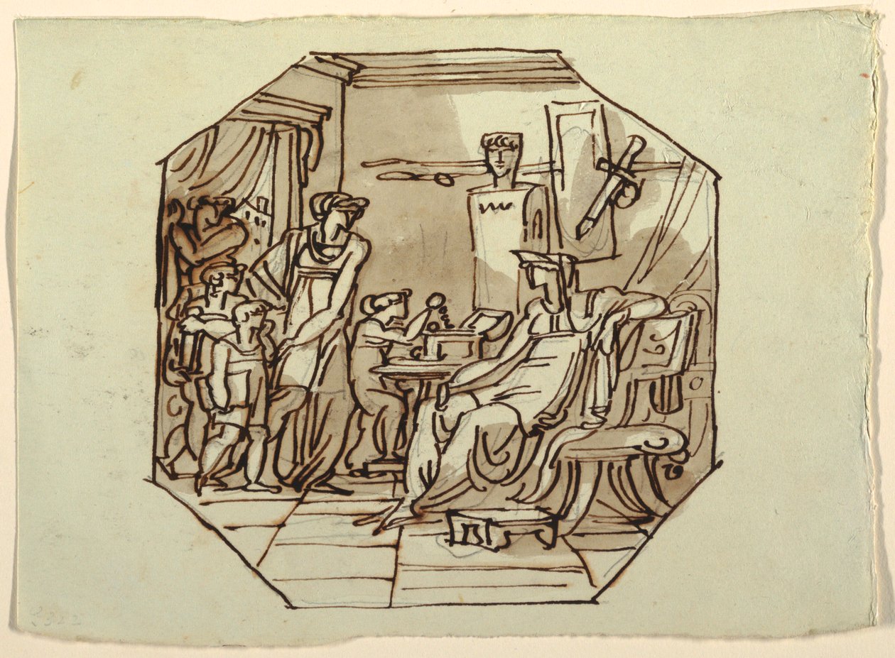 Cornelia, Moeder van de Gracchi, Palazzo Cavina, Faenza door Felice Giani