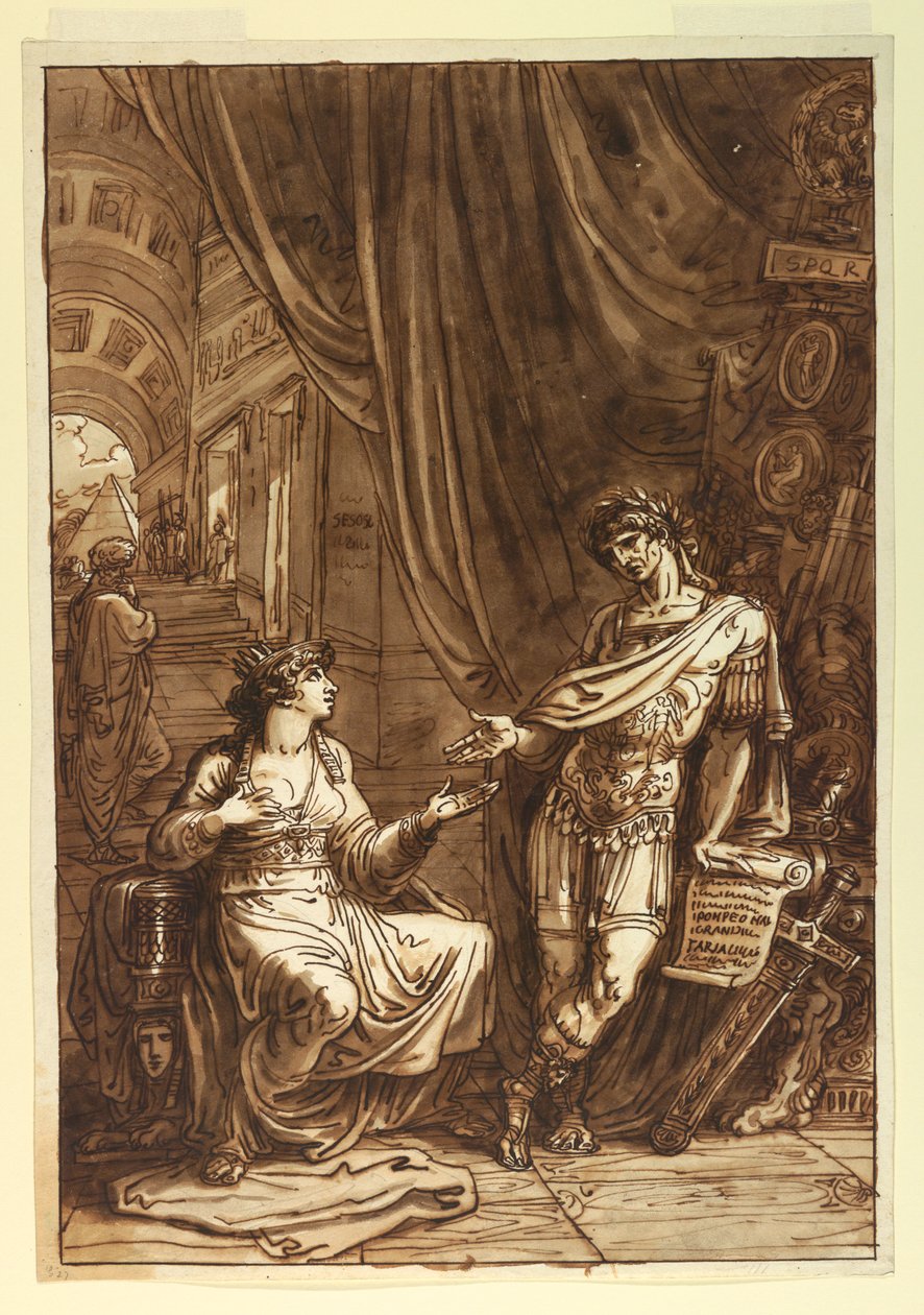 Tekening, Cleopatra pleit met O, ca. 1820 door Felice Giani