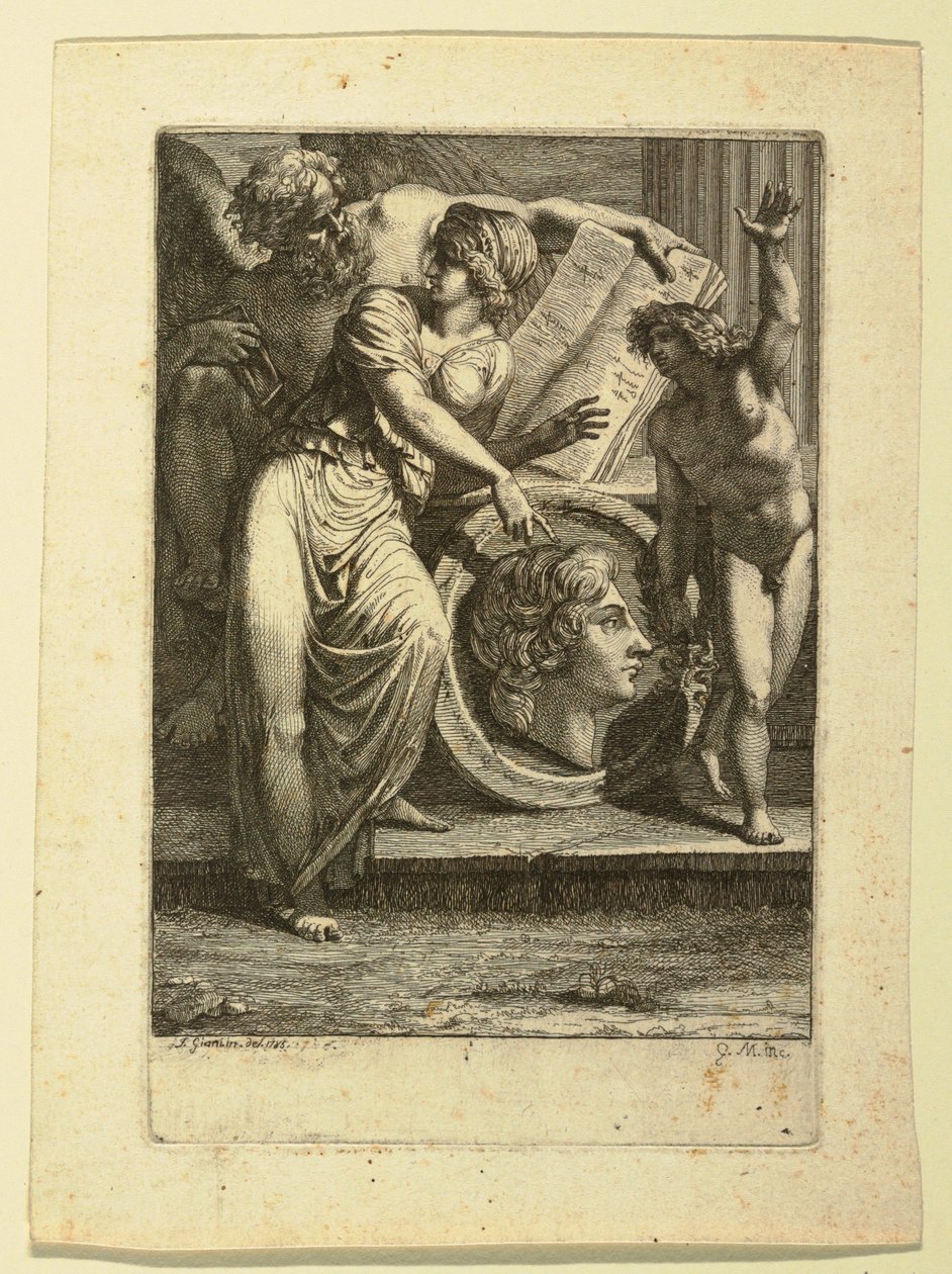 Tekening, Ets: Frontispice of opdrachtpagina, 1785 door Felice Giani