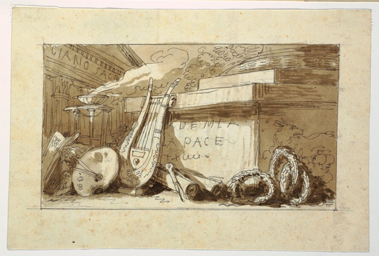 Tekening, Monument voor een Accademia della Pace, 1810-20 door Felice Giani