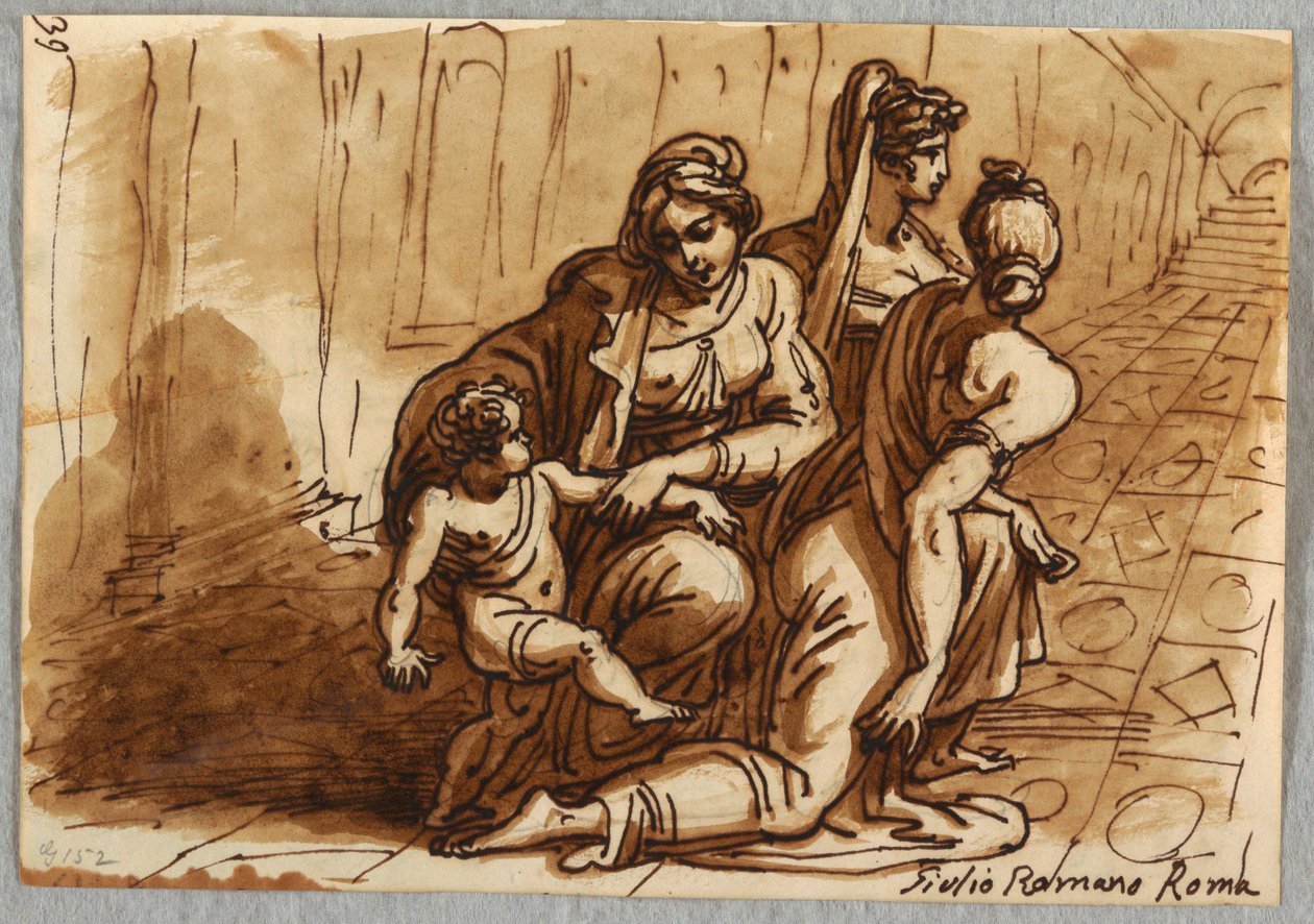 Groep Figuren, Studie de Donatie, naar Giulio Romano door Felice Giani
