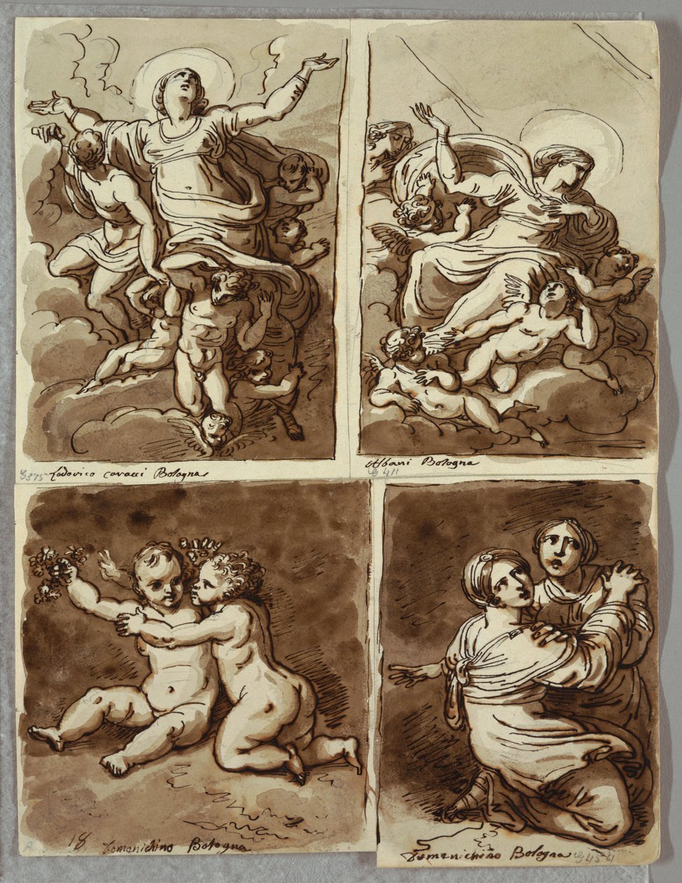 Lunet met St. Peter en St. Paul met St. Matthew en de Profeet Jesaja, Studie naar Sebastiano del Piombo door Felice Giani