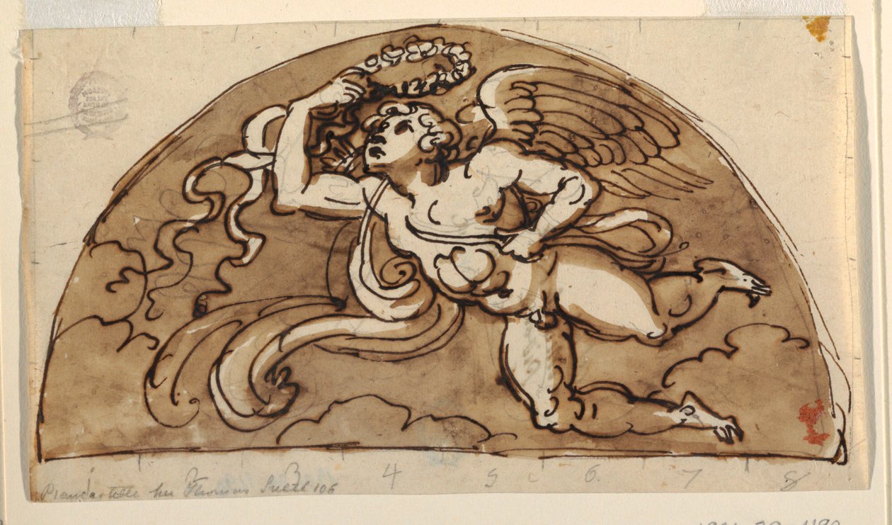 Lente, lunet voor plafond, Sala Ottagonale, Palazzo Milzetti, Faenza door Felice Giani