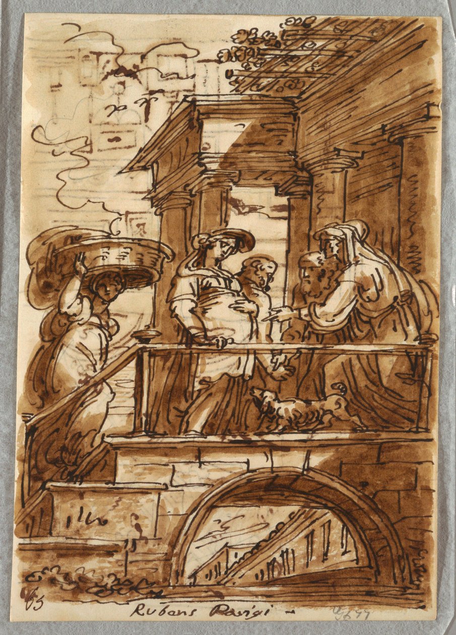 Studie van de Visitatie, naar Peter Paul Rubens door Felice Giani
