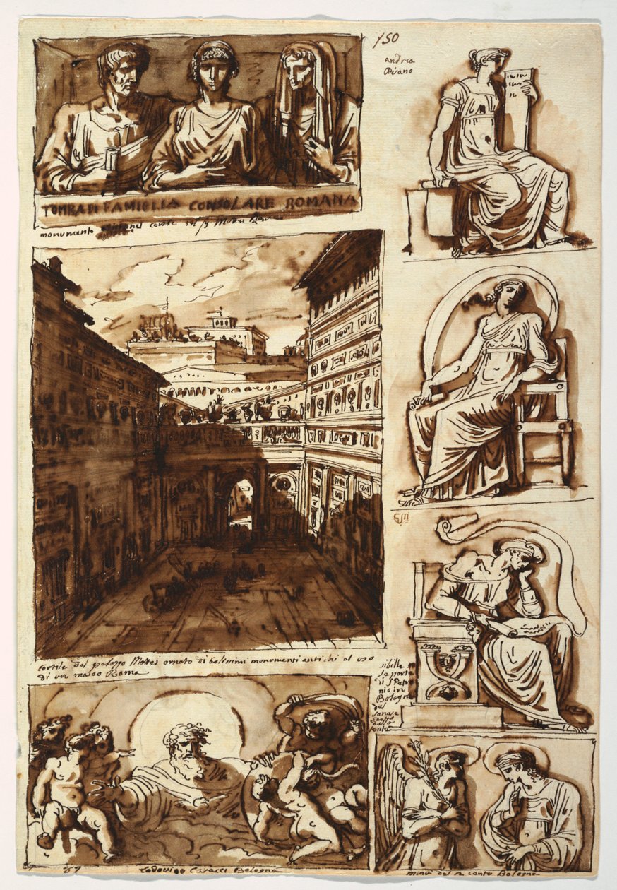 Verschillende Kunstwerken. Het Hof van Palazzo Mattei in Rome door Felice Giani