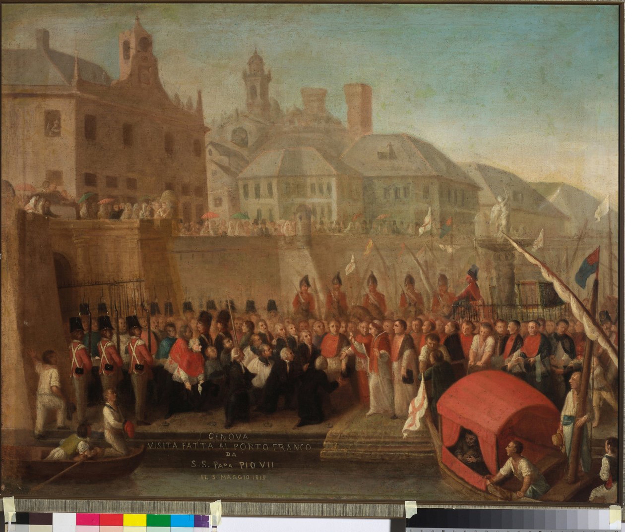 Bezoek aan de vrije haven van Genua door H.S. Paus Pius VII, c.1818 door Felice Guascone