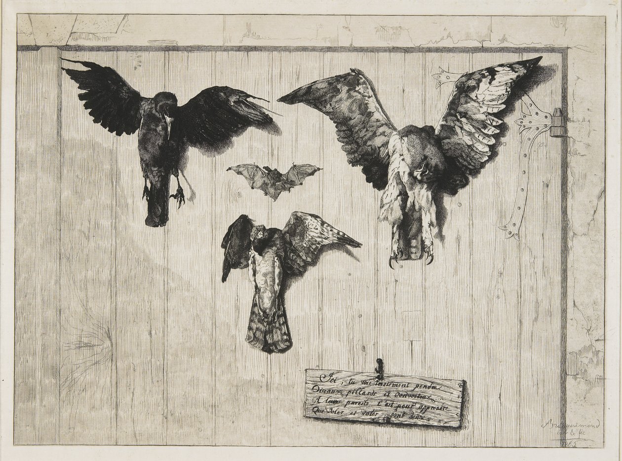 Het Bovenste Deel van een Deurpaneel, 1852-1865 door Felix Bracquemond