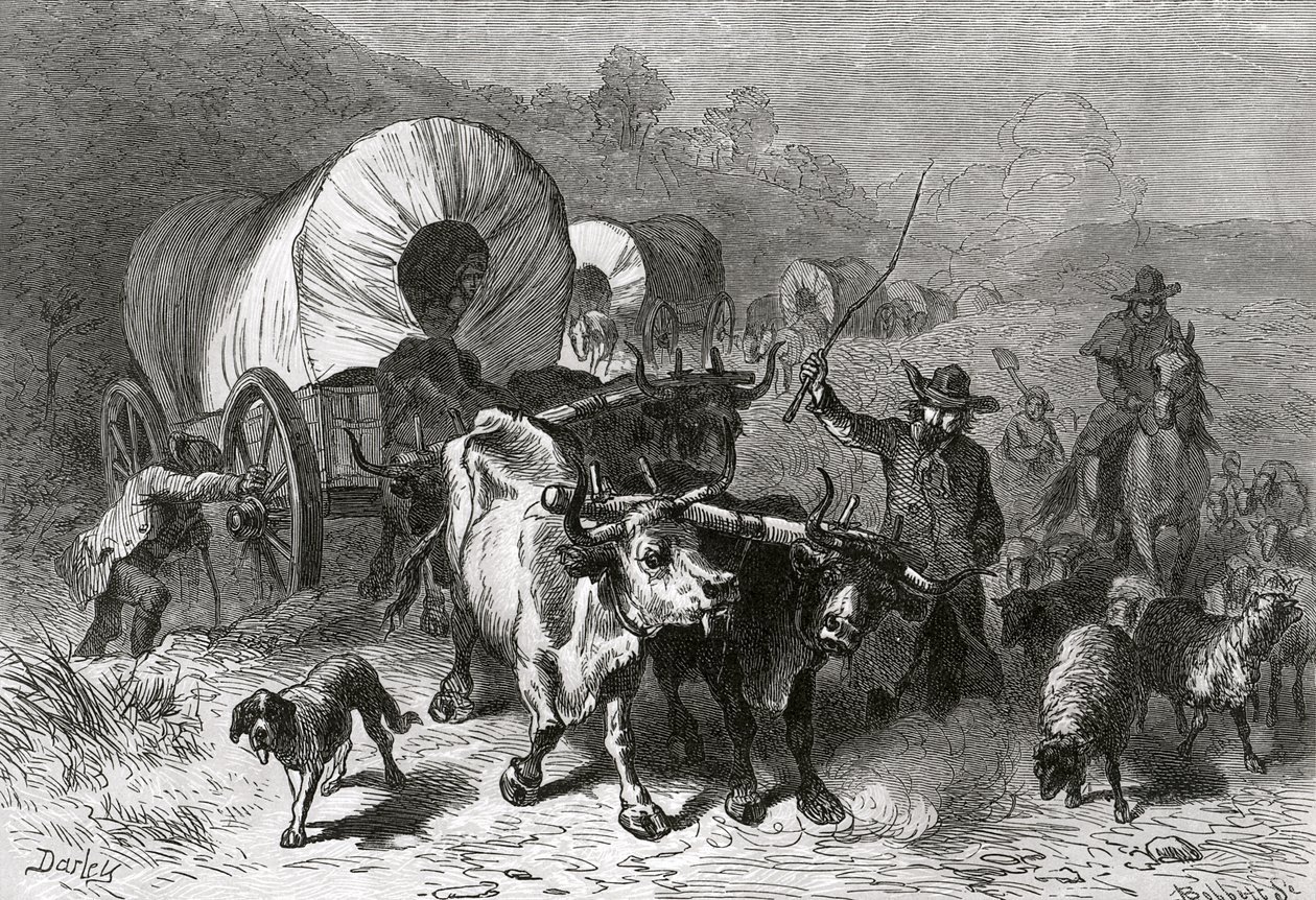 Emigratie naar het Westen, gegraveerd door Bobbett door Felix Octavius Carr Darley