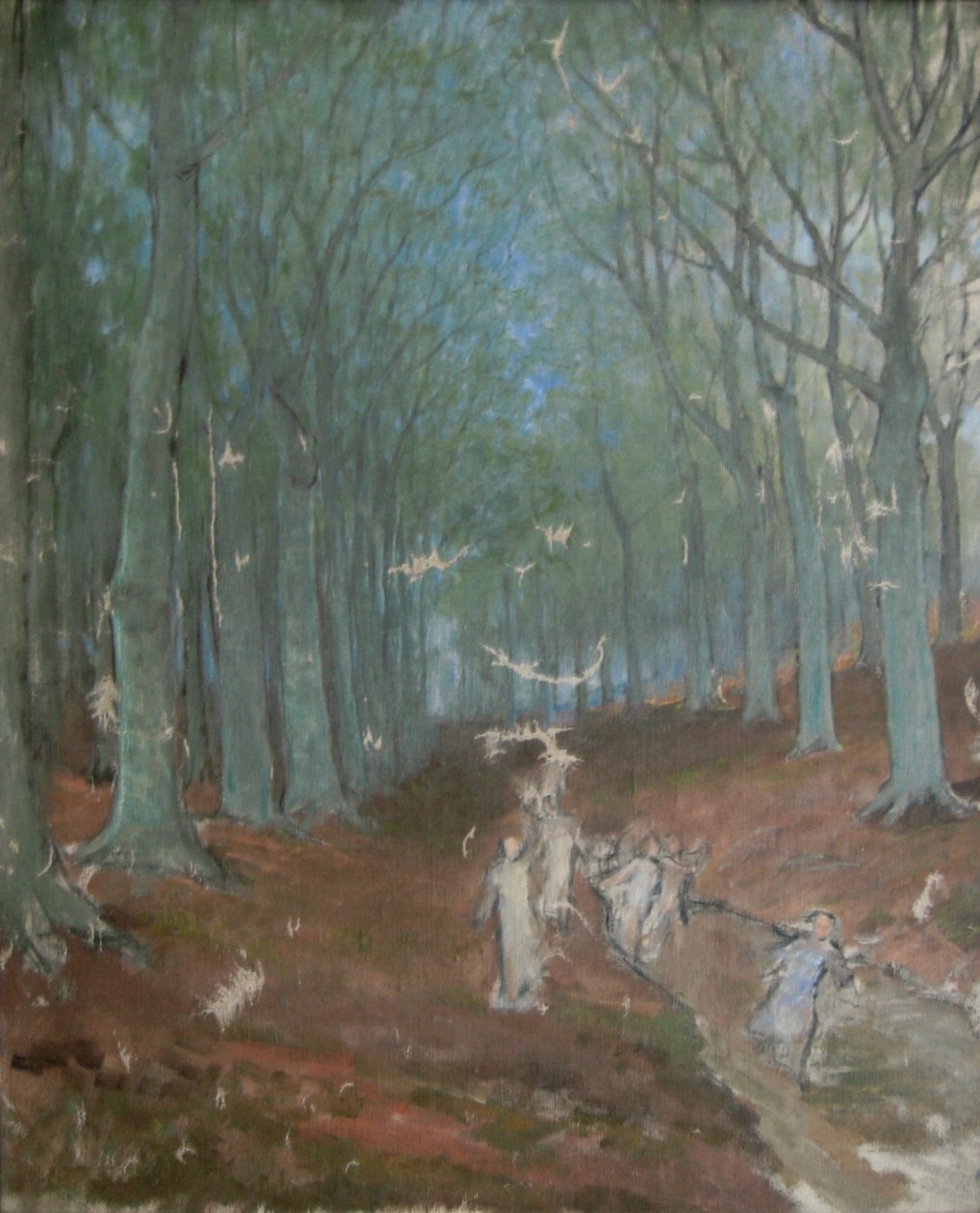 Studie van een boomgaard in olieverf door Felix Resurreccion Hidalgo