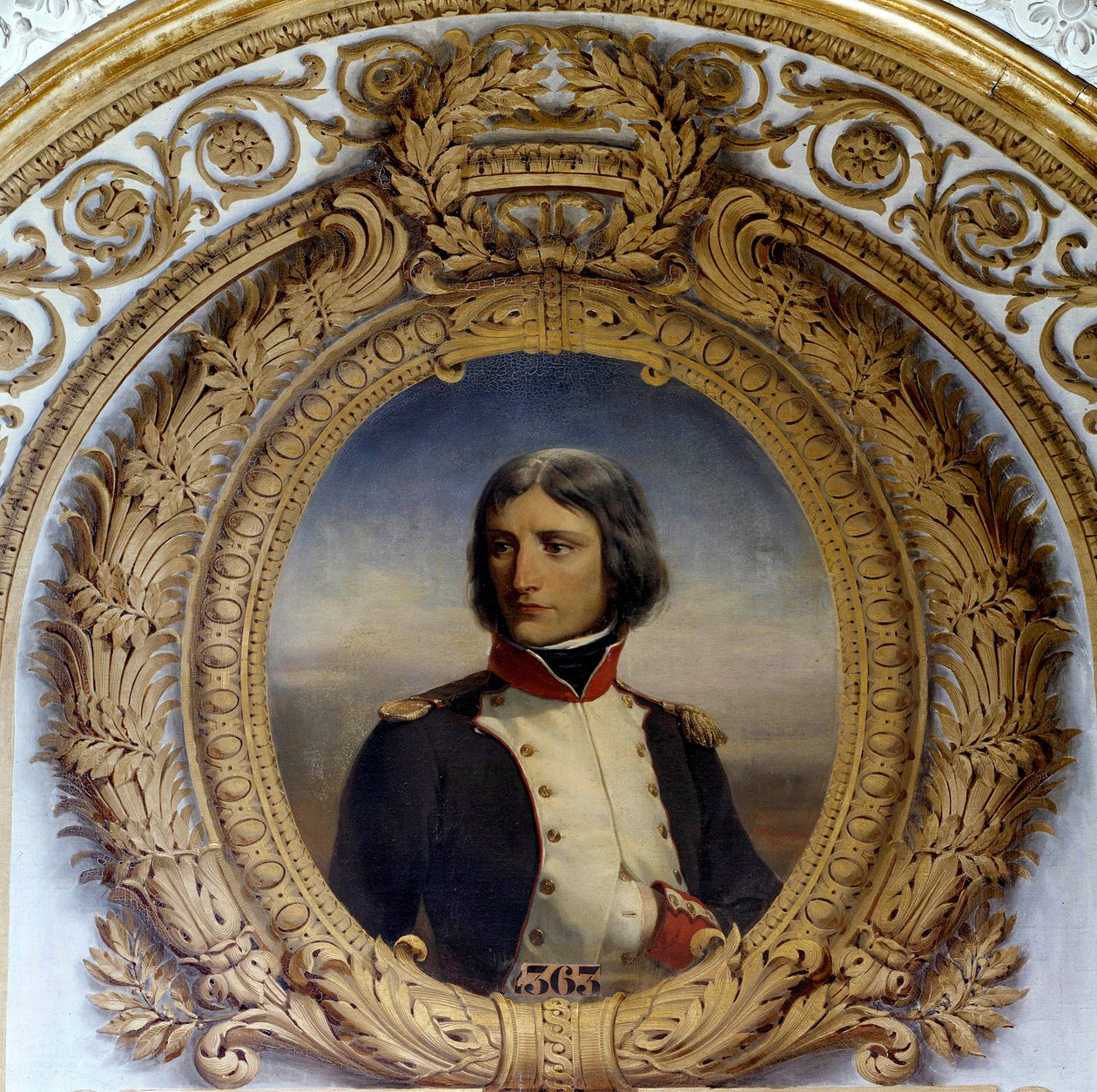 Portret van Napoleon Bonaparte in uniform als luitenant-kolonel van het eerste bataljon van Corsica in 1792. Schilderij door Henri-Felix-Emmanuel Philippoteaux. 1834 door Felix (after) Philippoteaux