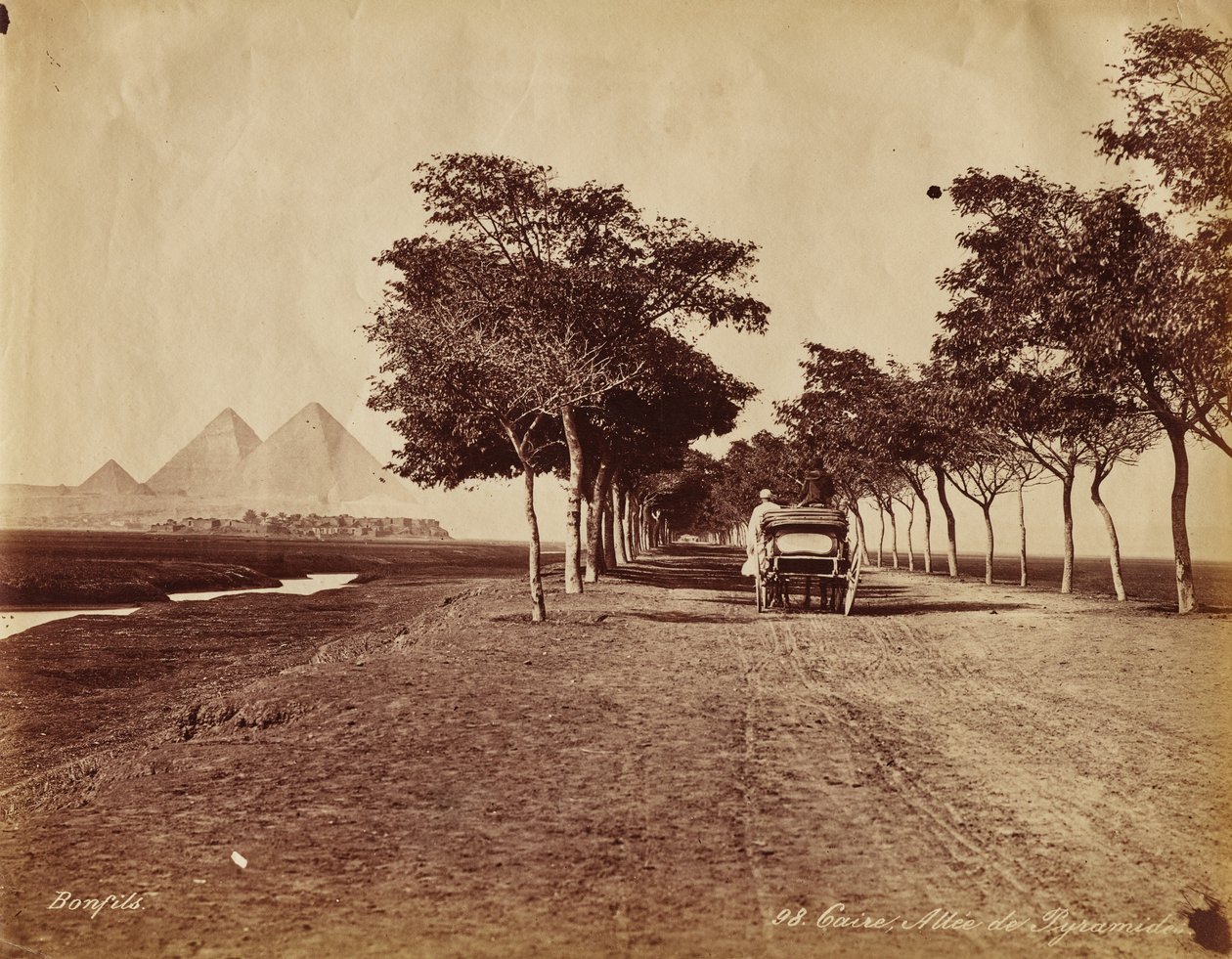 Caire. Allée de Pyramides door Félix Bonfils