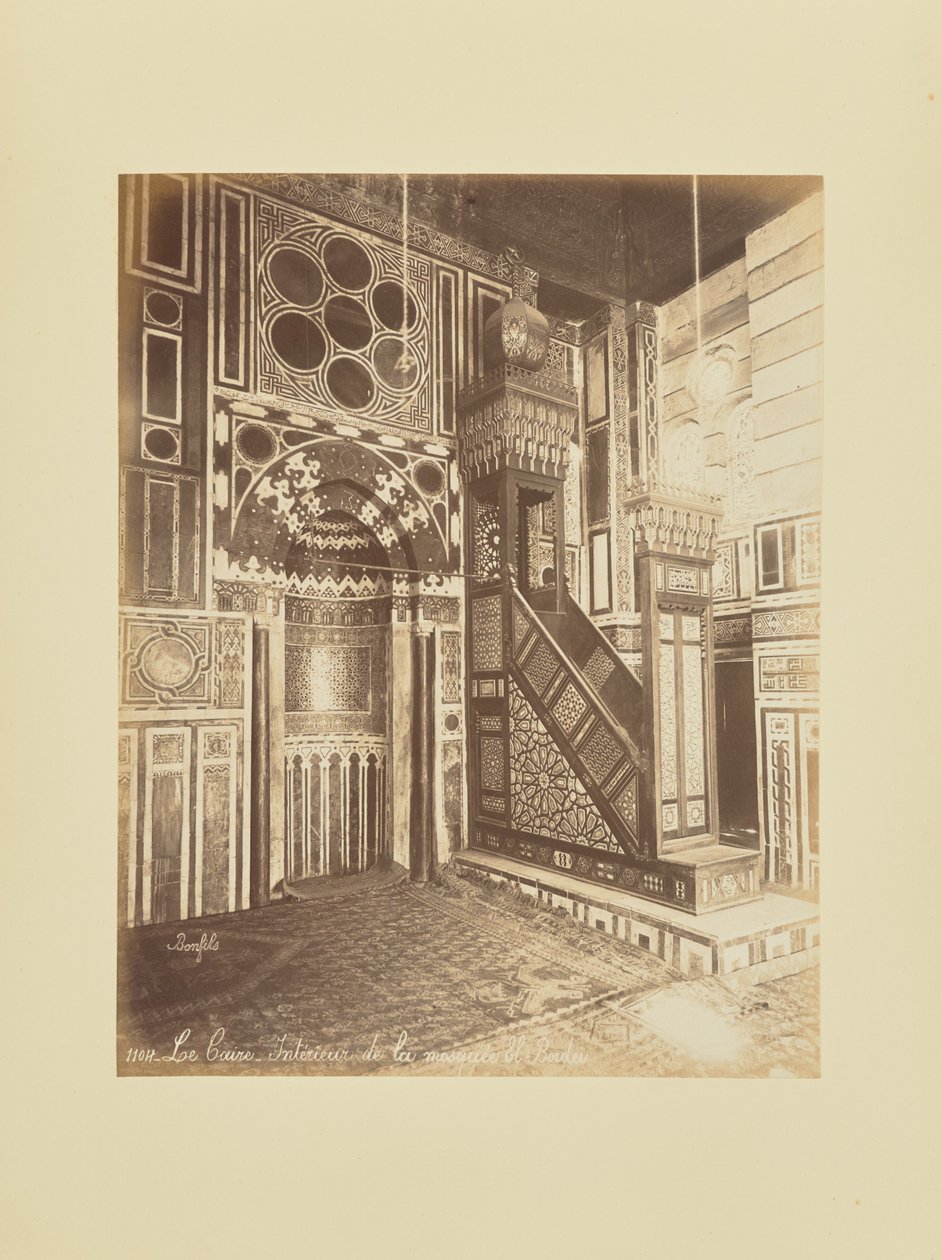 Caïro - Interieur van de El-Bordei-moskee door Félix Bonfils
