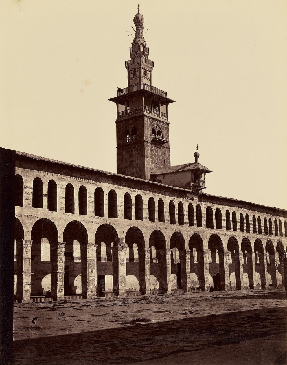 Minaret van de Verloofde - Damascus door Félix Bonfils