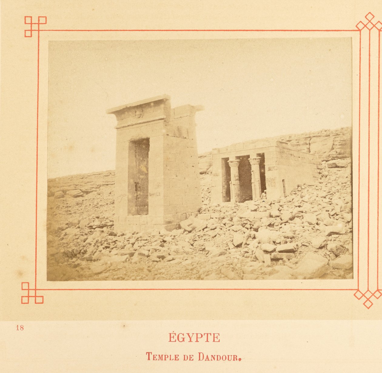 De tempel van Dandour. door Félix Bonfils