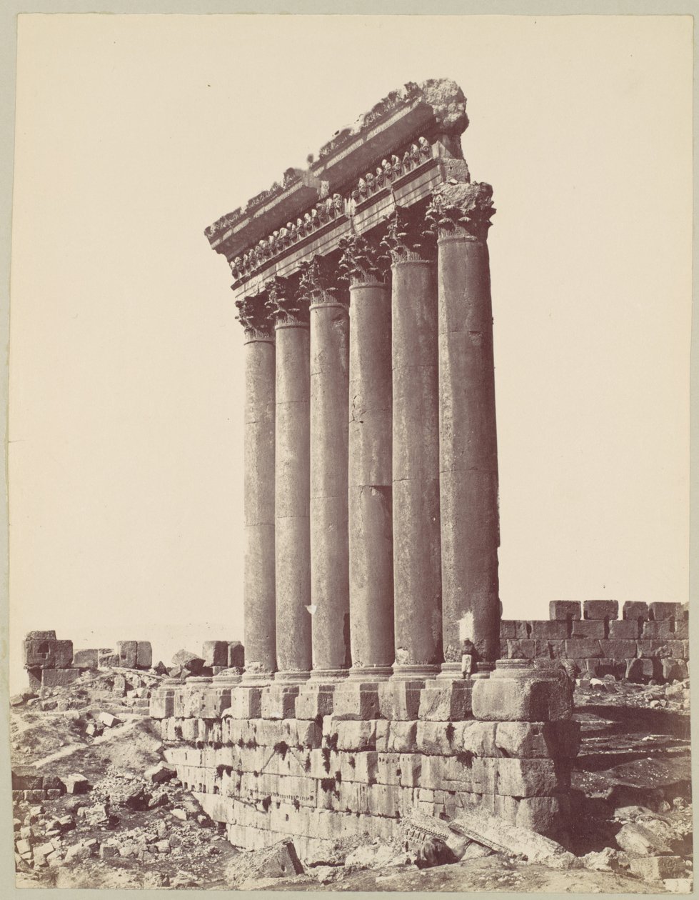 De Zonnetempel in Baalbek door Félix Bonfils