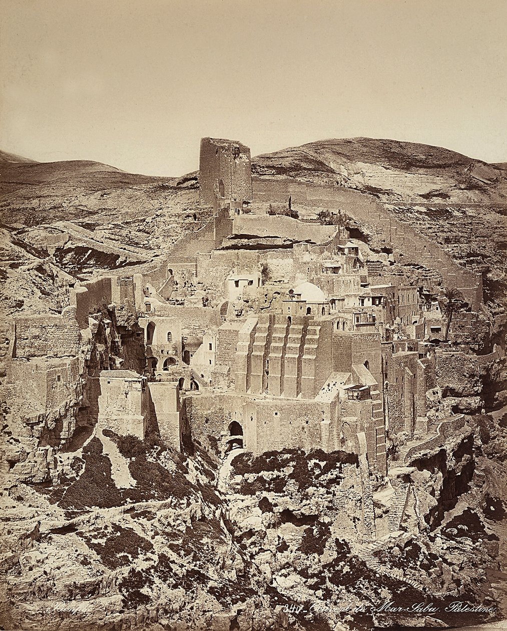 Uitzicht op het Mar Saba-klooster, in Israël door Félix Bonfils