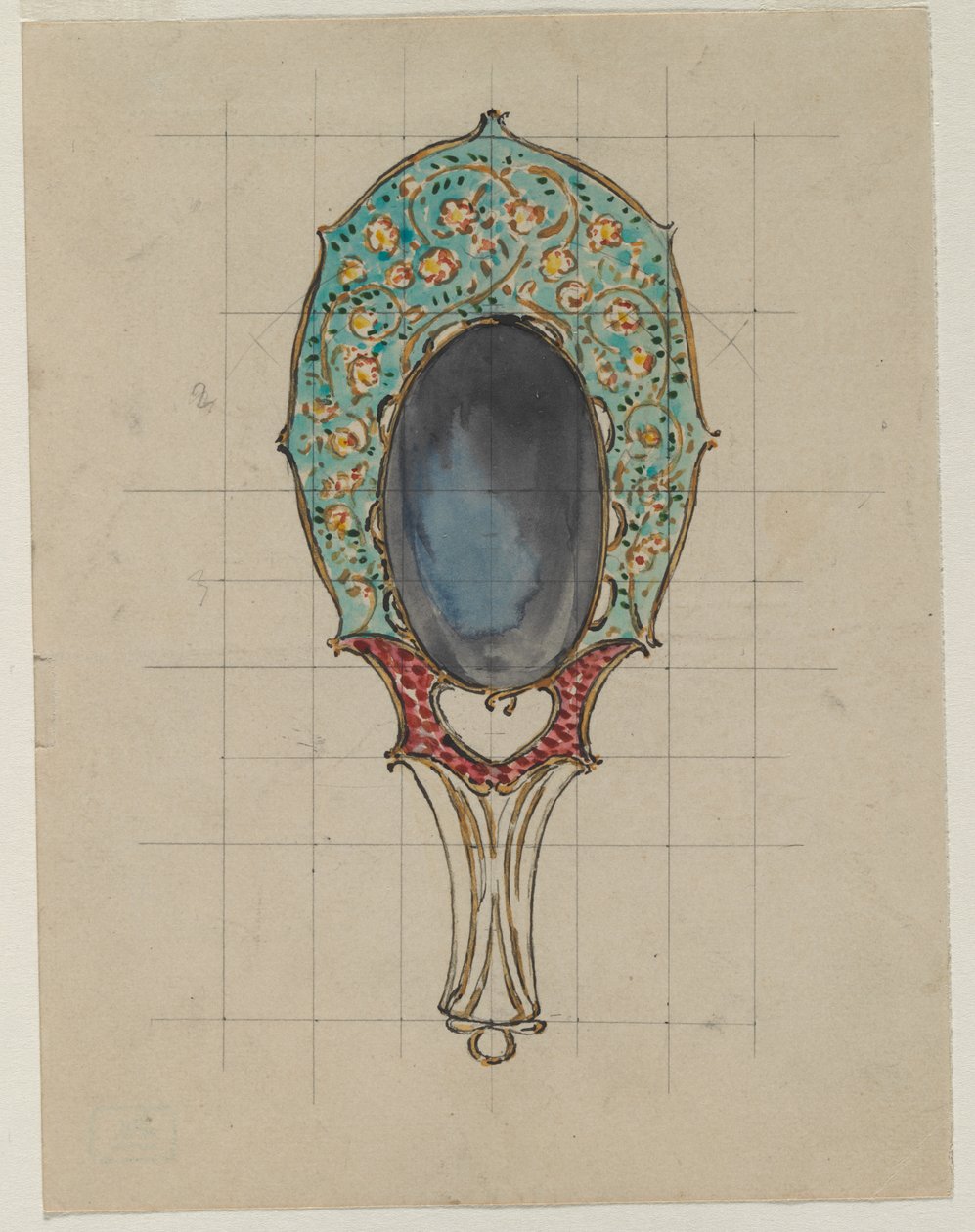 Ontwerp voor een handspiegel, ca. 1900-1902 door Felix Bracquemond