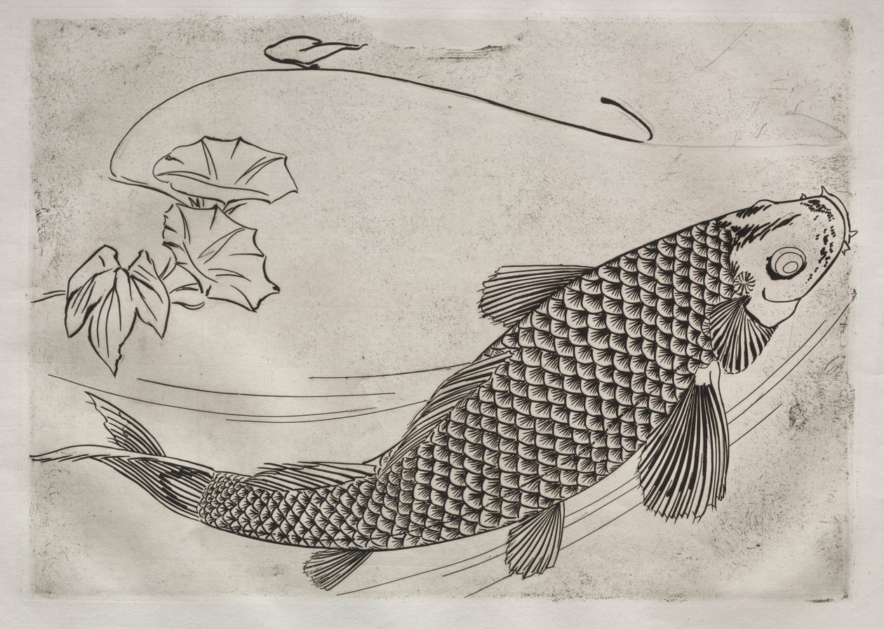 Dinerservies (Rousseau servies): Grote vis in Japanse stijl (nr. 19) door Felix Bracquemond